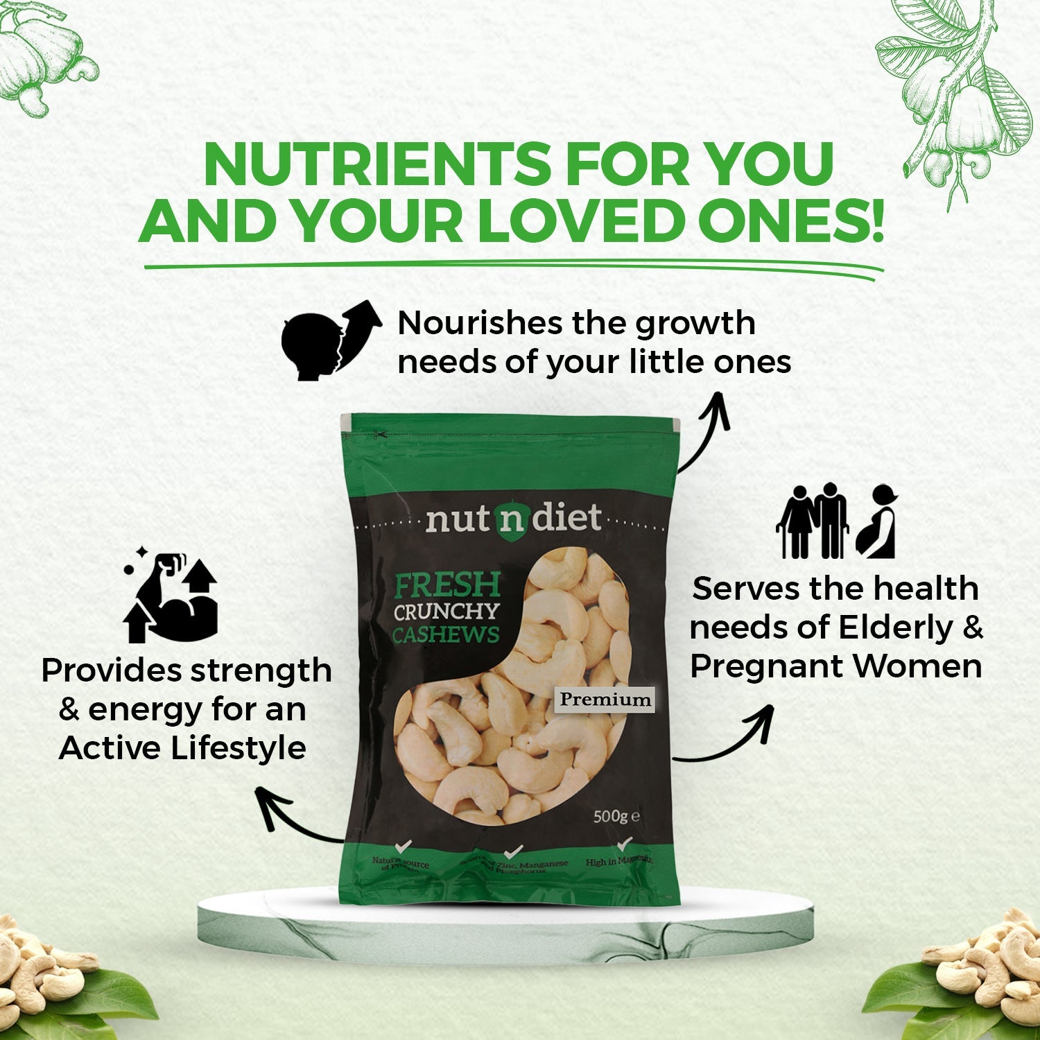 nutndiet Fresh Crunchy Premium Cashews 200g, W240 Grade Big Size Quality Cashew Nuts (kaju 200gm W240) - nutndiet