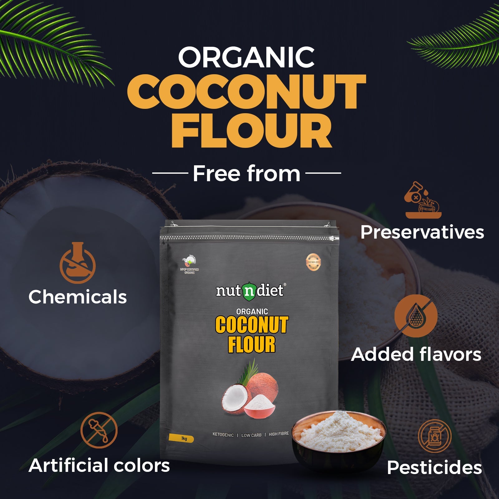 nutndiet Organic Coconut Flour 1kg - nutndiet