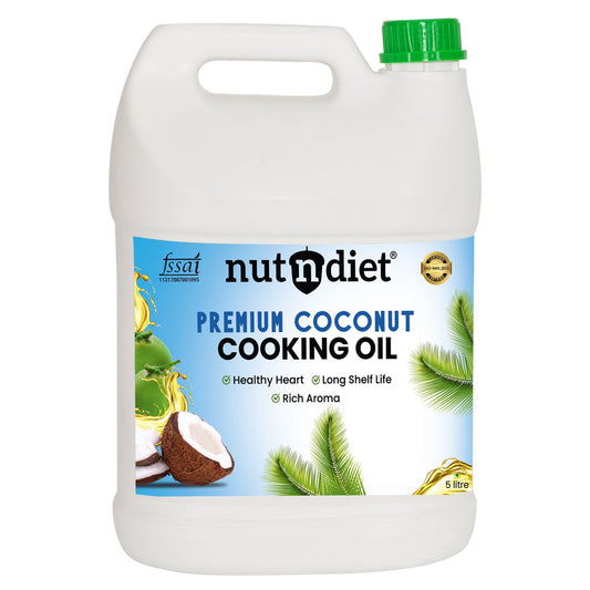 nutndiet Premium Edible Coconut Oil For Cooking, CAN 5 Litre - nutndiet