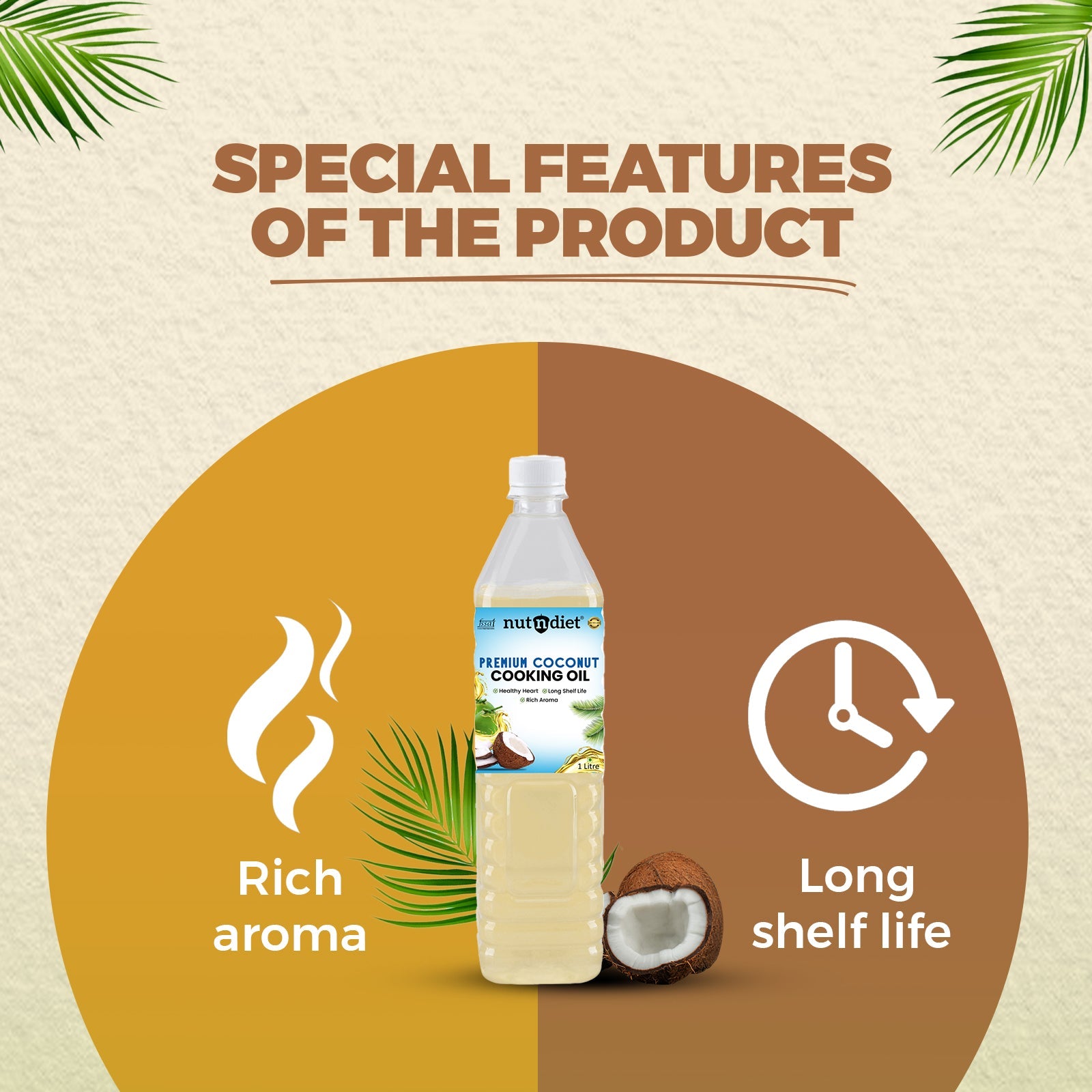 nutndiet Premium Edible Coconut Oil For Cooking, CAN 5 Litre - nutndiet