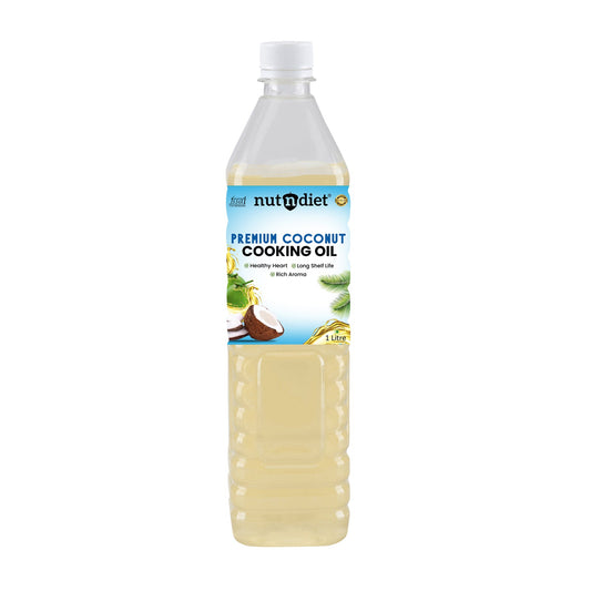 nutndiet Premium Edible Coconut Oil For Cooking, PET Bottle 1 Litre - nutndiet