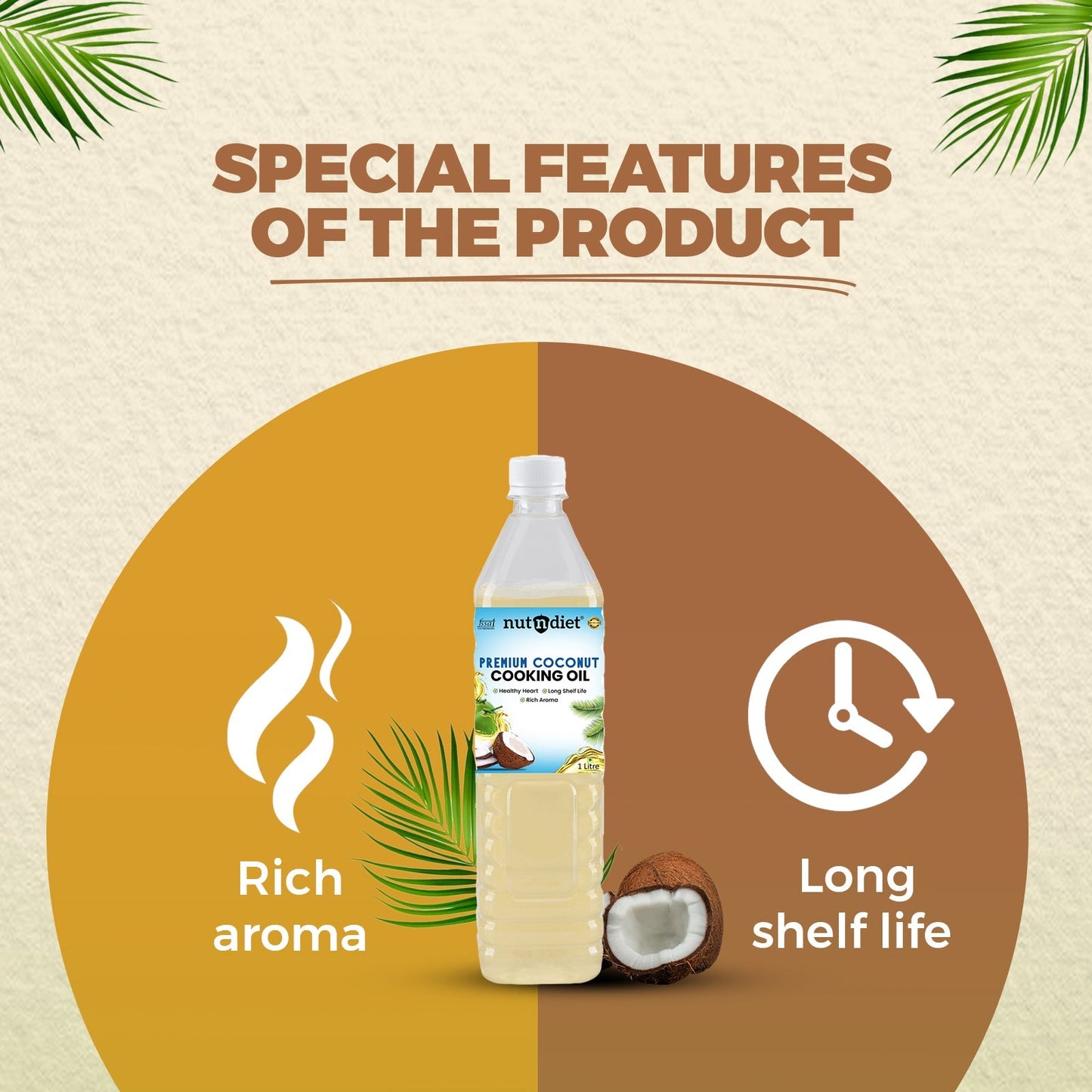 nutndiet Premium Edible Coconut Oil For Cooking, Pouch 1 Litre - nutndiet