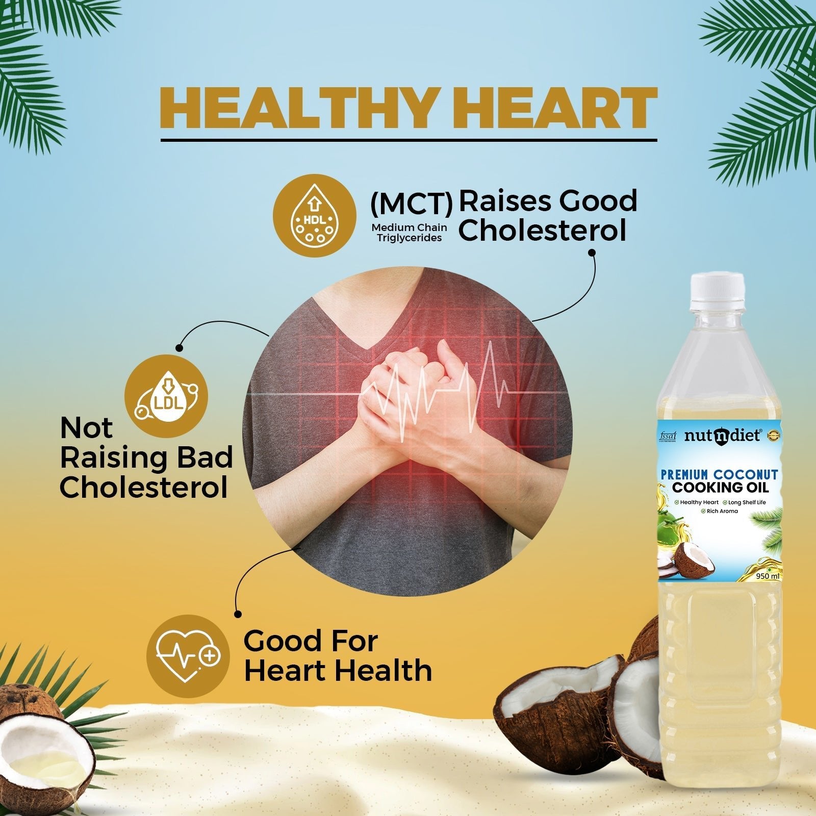 nutndiet Premium Edible Coconut Oil For Cooking, Pouch 1 Litre - nutndiet
