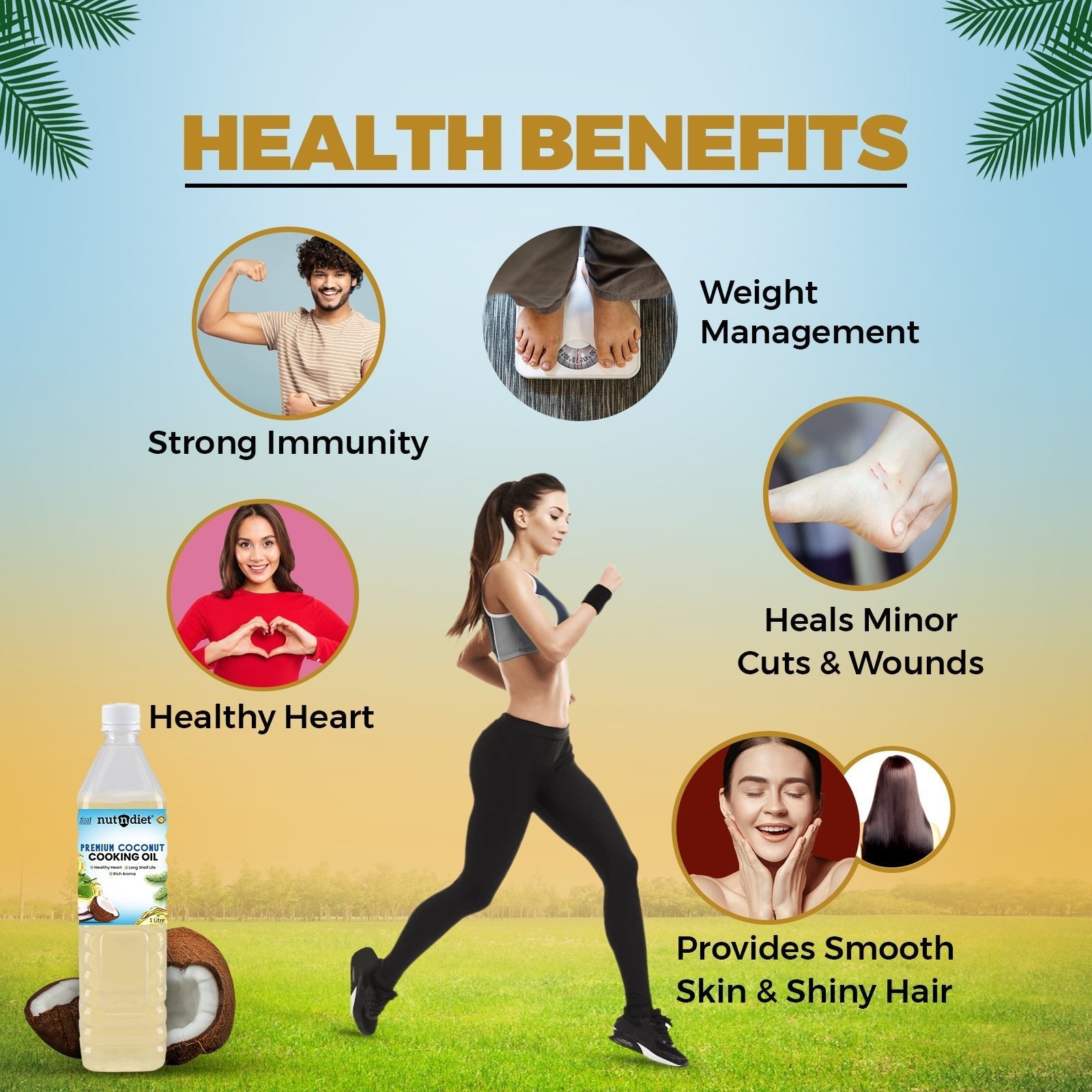 nutndiet Premium Edible Coconut Oil For Cooking, Pouch 1 Litre - nutndiet