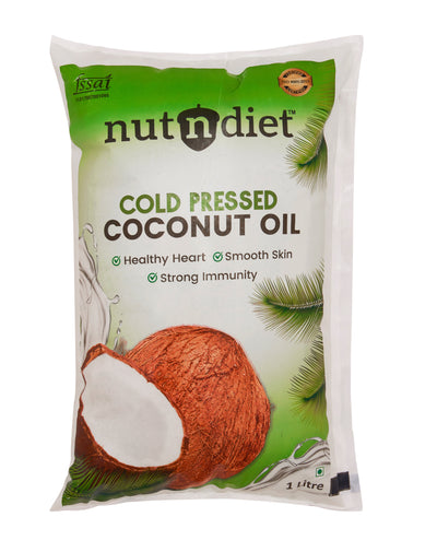 nutndiet Cold Pressed Coconut Oil For Baby Massage, Hair Care, Skin Care And Cooking,  Pouch 500ml