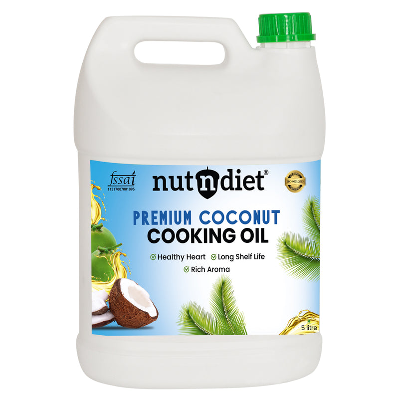 nutndiet Premium Edible Coconut Oil For Cooking,  CAN 5 Litre